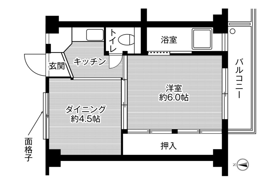 1DK Apartment to Rent in Kaizuka-shi Floorplan