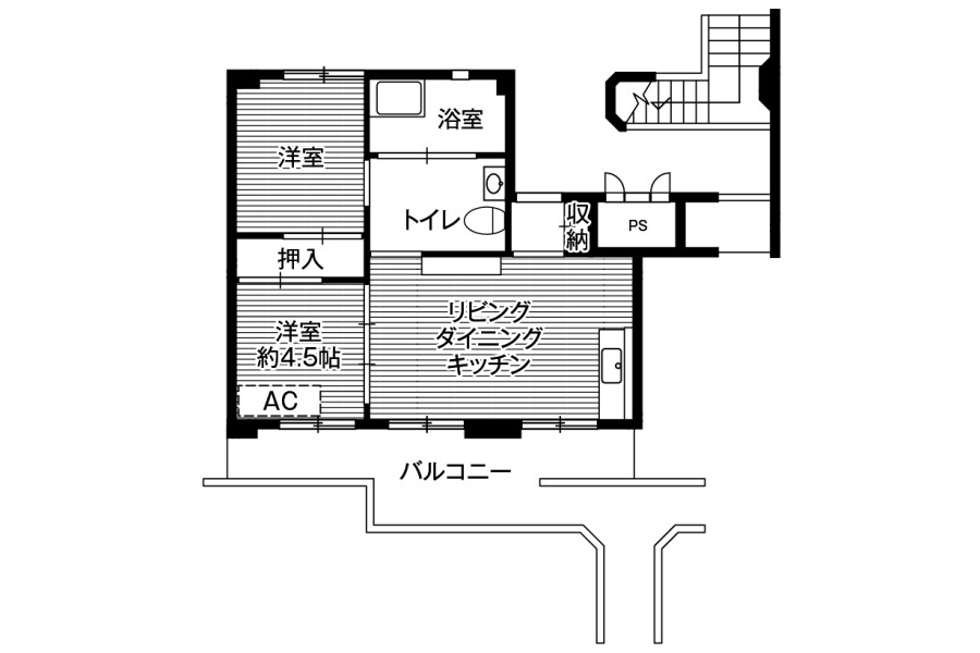 2LDK Apartment to Rent in Kitakami-shi Floorplan