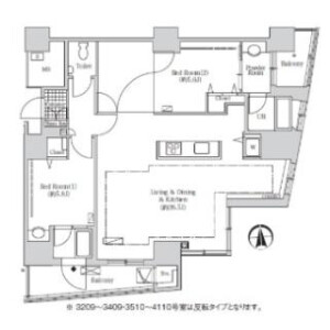 2LDK Mansion in Kaigan(1.2-chome) - Minato-ku Floorplan