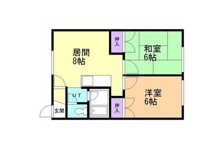 2DK Apartment to Rent in Eniwa-shi Floorplan