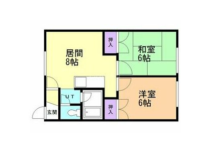 2DK Apartment to Rent in Eniwa-shi Floorplan