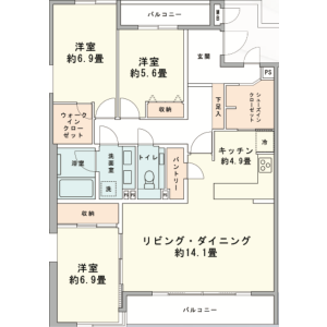 3LDK Mansion in Yoga - Setagaya-ku Floorplan