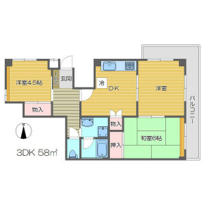 3DK 맨션 in Megurohoncho - Meguro-ku Floorplan