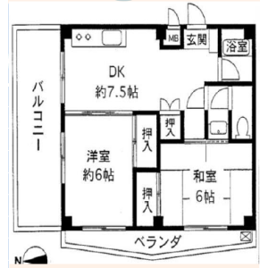 2DK {building type} in Yamatocho - Nakano-ku Floorplan