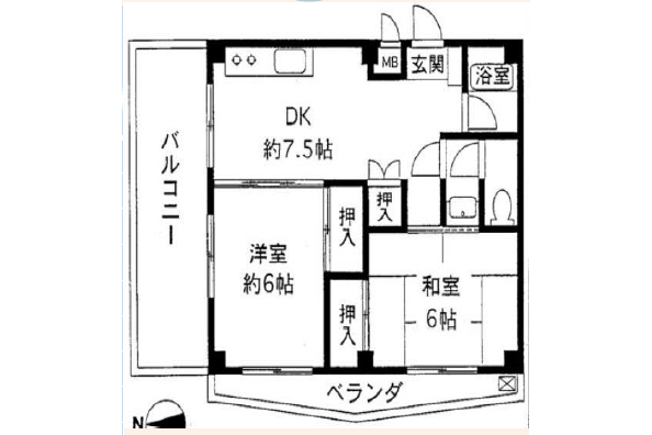 2DK Apartment to Buy in Nakano-ku Floorplan