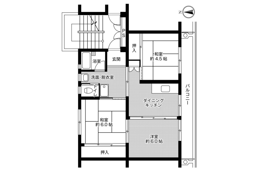 3DK Apartment to Rent in Shimotsuke-shi Floorplan
