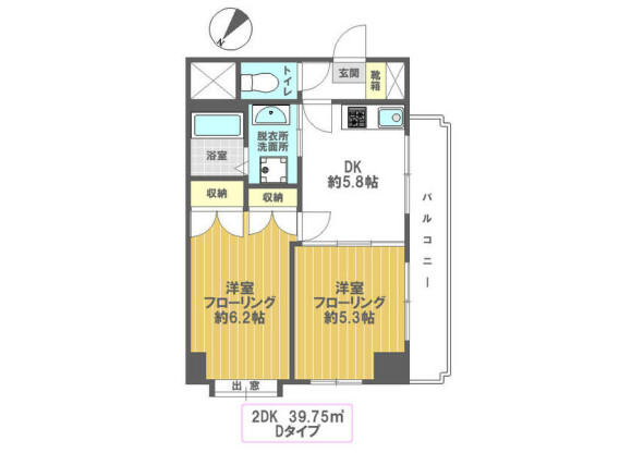 2DK Apartment to Rent in Katsushika-ku Floorplan