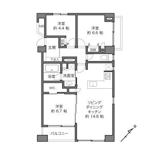 3LDK Mansion in Shimomeguro - Meguro-ku Floorplan