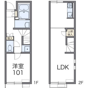 1LDK Apartment in Minamishimadacho - Tokushima-shi Floorplan