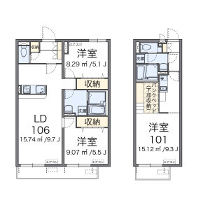 2LDK Apartment in Matsumicho - Yokohama-shi Kanagawa-ku Floorplan