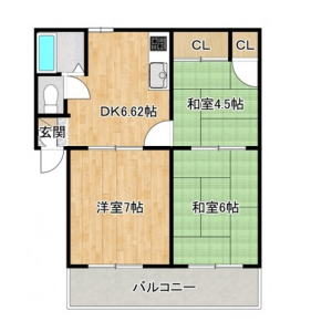 3DK Mansion in Hata - Ikeda-shi Floorplan