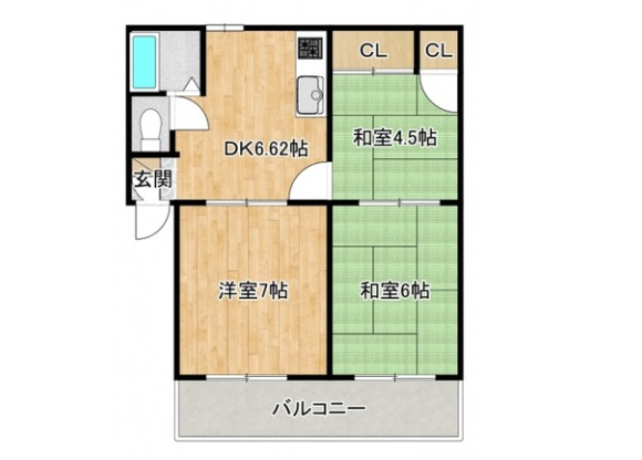 3DK Apartment to Rent in Ikeda-shi Floorplan