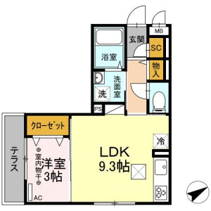 1LDK Mansion in Miyauchi - Kawasaki-shi Nakahara-ku Floorplan