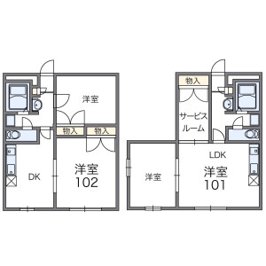 1SLDK Apartment in Nojiri - Ritto-shi Floorplan