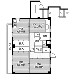 3DK Mansion in Chigusacho - Chiba-shi Hanamigawa-ku Floorplan