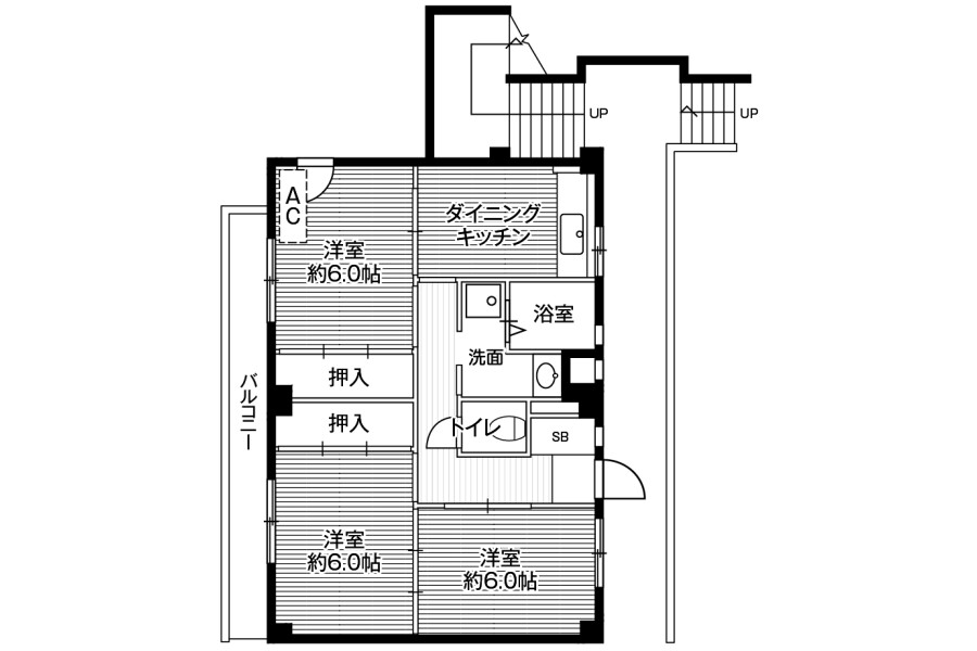 3DK Apartment to Rent in Akishima-shi Floorplan