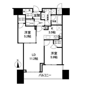 2LDK Mansion in Mita - Minato-ku Floorplan