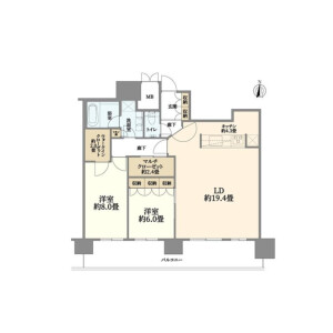 2LDK Mansion in Shimmarukohigashi - Kawasaki-shi Nakahara-ku Floorplan