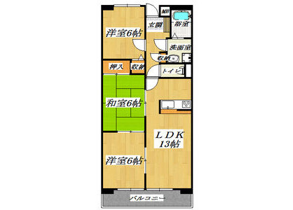3LDK Apartment to Rent in Daito-shi Floorplan