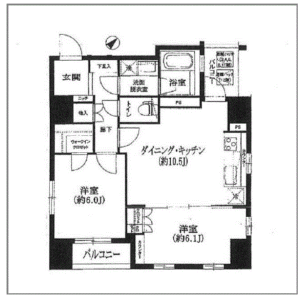2DK Mansion in Ginza - Chuo-ku Floorplan
