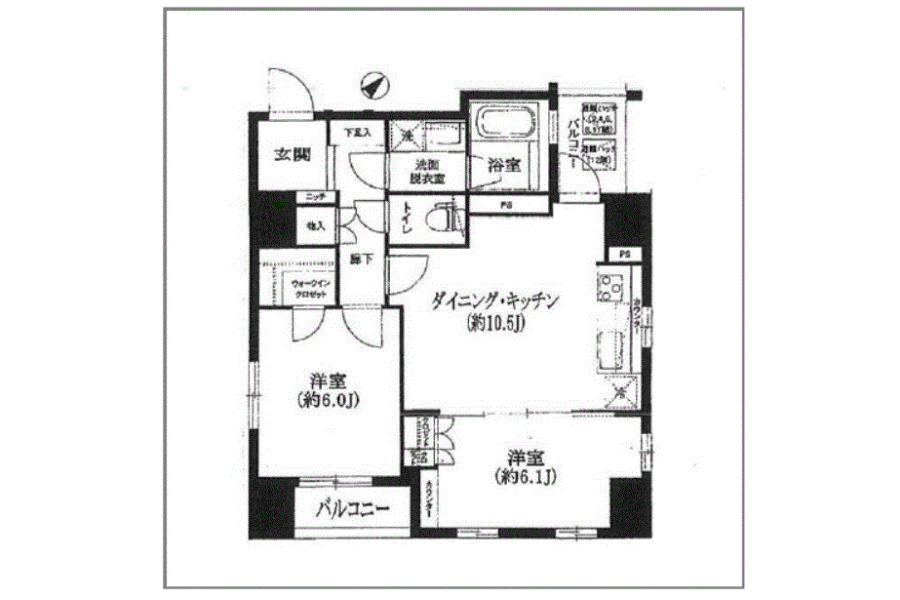 2DK Apartment to Rent in Chuo-ku Floorplan