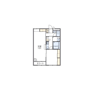 1LDK Apartment in Hachimancho(kawaminami) - Tokushima-shi Floorplan