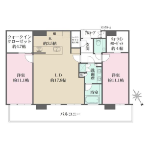 2LDK Mansion in Nakanoshima - Osaka-shi Kita-ku Floorplan