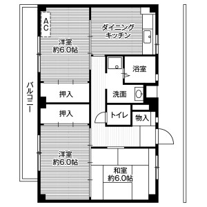 3DK Mansion in Sugetacho - Yokohama-shi Kanagawa-ku Floorplan
