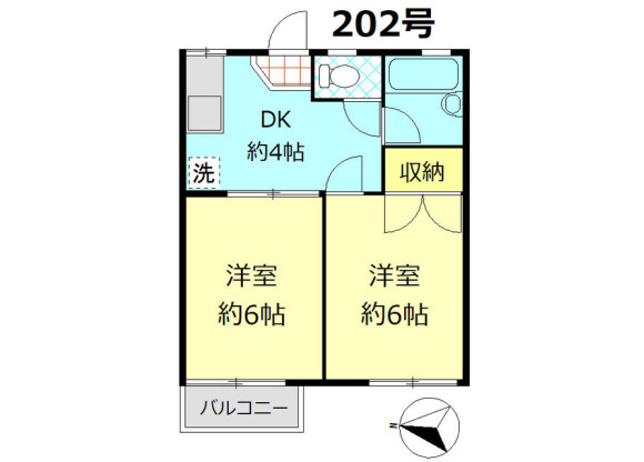 2DK Apartment to Rent in Kita-ku Floorplan