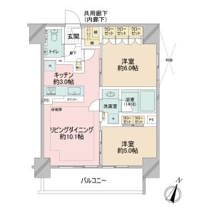 2LDK {building type} in Higashiazabu - Minato-ku Floorplan