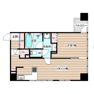 1LDK Mansion in Fukushima - Osaka-shi Fukushima-ku Floorplan