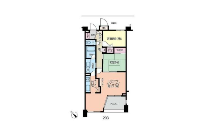 2LDK Apartment to Buy in Chiba-shi Chuo-ku Floorplan