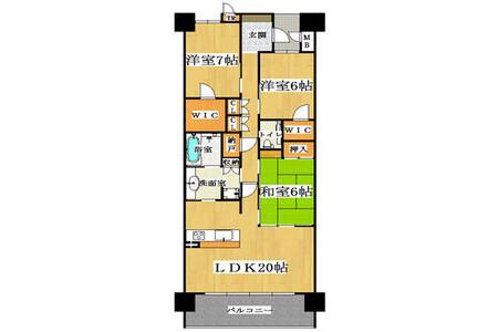 3SLDK Apartment to Rent in Osaka-shi Naniwa-ku Floorplan