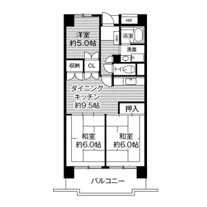 3DK Mansion in Takaya takamigaoka - Higashihiroshima-shi Floorplan