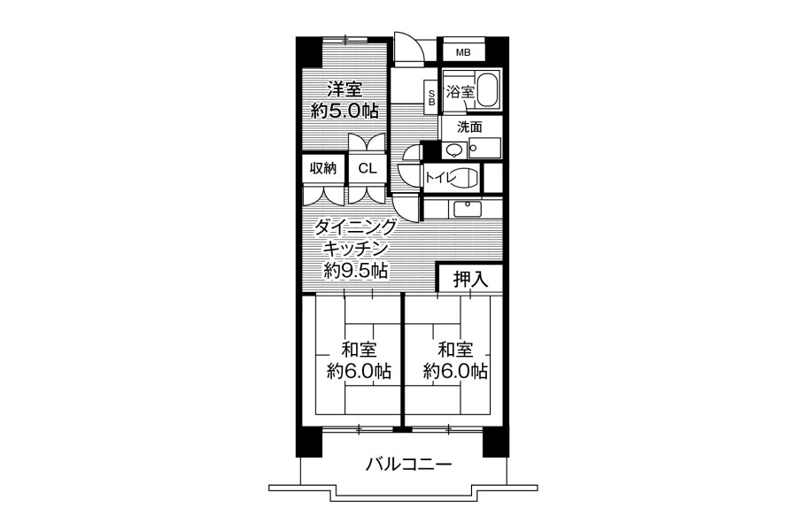 3DK Apartment to Rent in Higashihiroshima-shi Floorplan