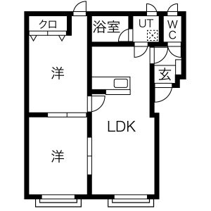 2LDK Apartment in Kikusuimotomachi 8-jo - Sapporo-shi Shiroishi-ku Floorplan