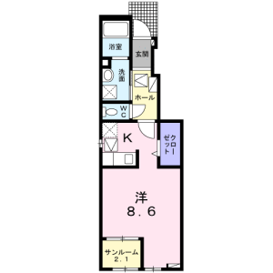 1K Apartment in Chuo - Ota-ku Floorplan