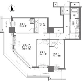 3LDK {building type} in Omoromachi - Naha-shi Floorplan