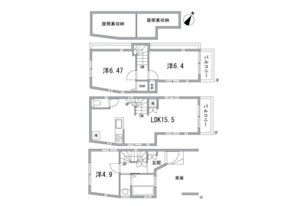 3LDK House to Rent in Shibuya-ku Floorplan
