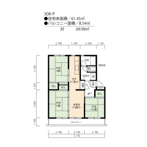 3DK Mansion in Sakuradacho - Nagoya-shi Atsuta-ku Floorplan