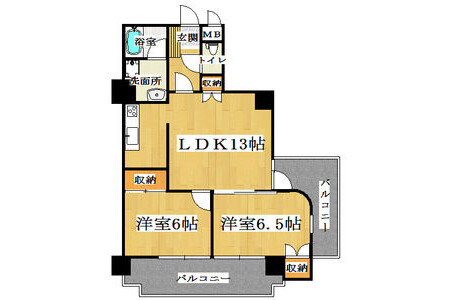 2LDK Apartment to Rent in Osaka-shi Higashinari-ku Floorplan