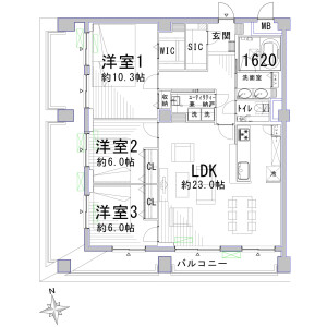 3SLDK Mansion in Omorikita - Ota-ku Floorplan