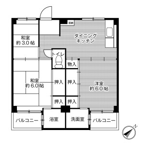 3DK Mansion in Kimiidera - Wakayama-shi Floorplan