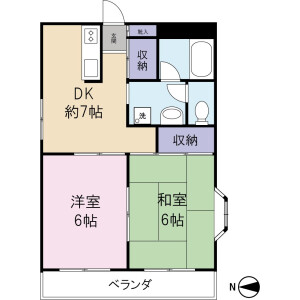 2DK Mansion in Kasuga - Chiba-shi Chuo-ku Floorplan