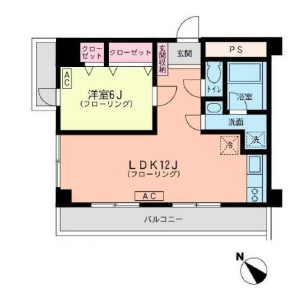 1LDK Mansion in Motoazabu - Minato-ku Floorplan