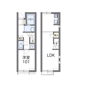 1LDK Apartment in Hirayanagimachi - Tochigi-shi Floorplan