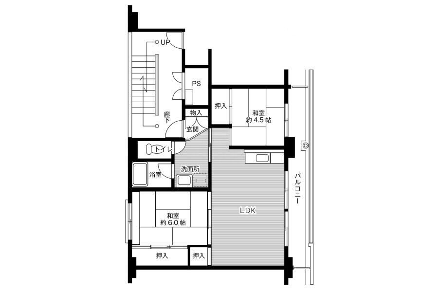 2LDK Apartment to Rent in Oyama-shi Floorplan