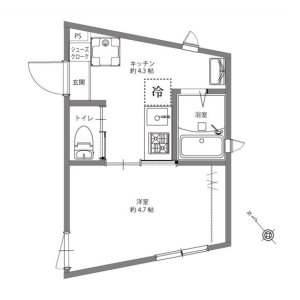1K Mansion in Sangenjaya - Setagaya-ku Floorplan