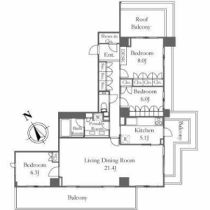 3LDK Mansion in Higashigotanda - Shinagawa-ku Floorplan