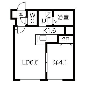 1DK Apartment in Sumikawa 4-jo - Sapporo-shi Minami-ku Floorplan